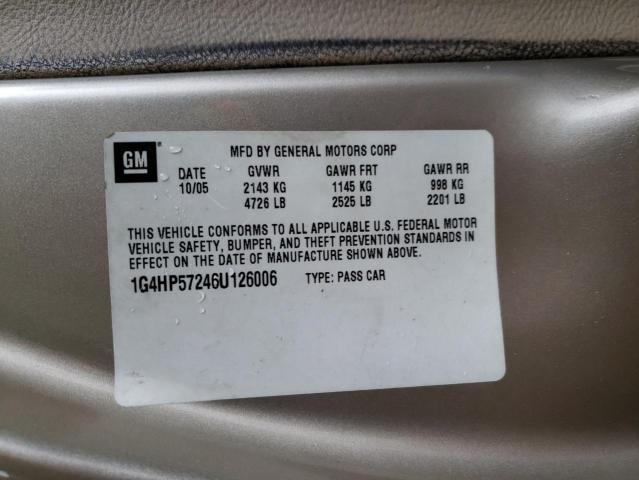 1G4HP57246U126006 - 2006 BUICK LUCERNE CX TAN photo 12