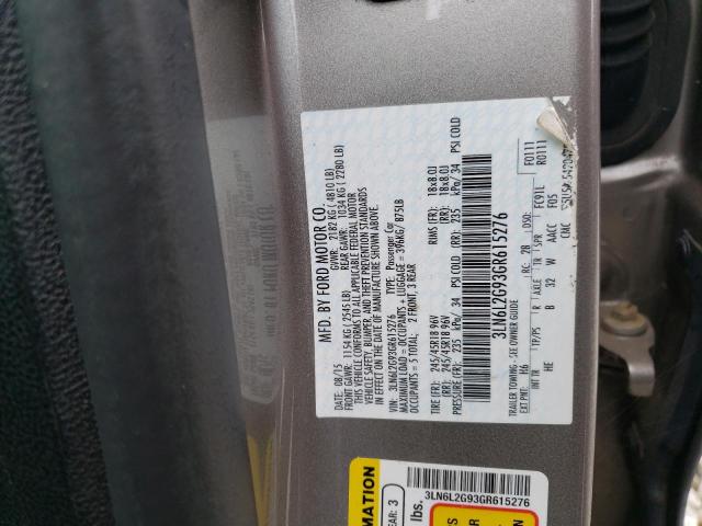 3LN6L2G93GR615276 - 2016 LINCOLN MKZ TAN photo 12