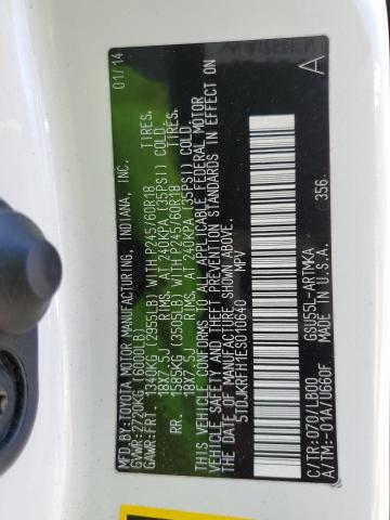 5TDJKRFH1ES010640 - 2014 TOYOTA HIGHLANDER XLE Ağ foto 13