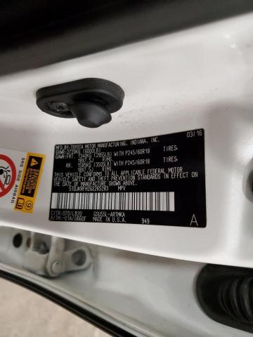 5TDJKRFH2GS265283 - 2016 TOYOTA HIGHLANDER XLE Ağ foto 12