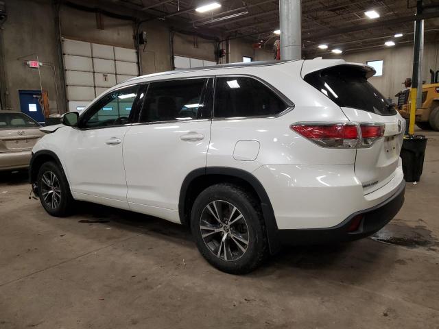 5TDJKRFH2GS265283 - 2016 TOYOTA HIGHLANDER XLE WHITE photo 2