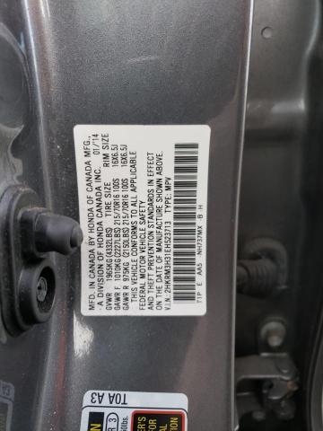 2HKRM3H31EH523713 - 2014 HONDA CR-V LX GRAY photo 12