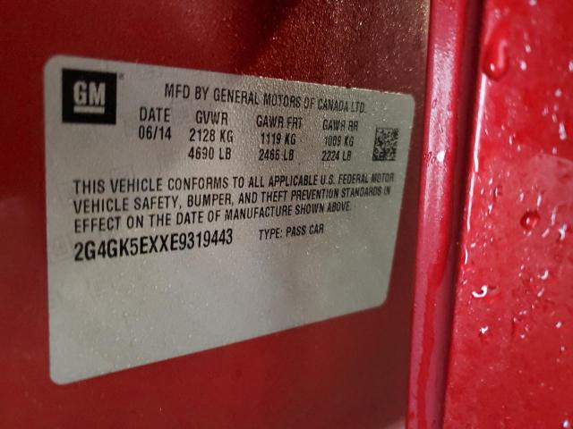 2G4GK5EXXE9319443 - 2014 BUICK REGAL RED photo 13