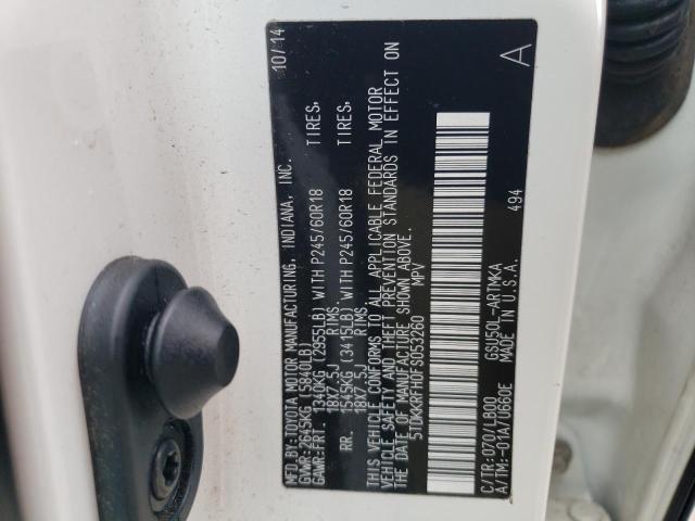 5TDKKRFH0FS053260 - 2015 TOYOTA HIGHLANDER XLE თეთრი ფოტო 14