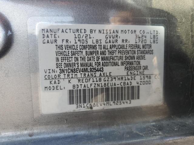 3N1CN8EV4ML925443 - 2021 NISSAN VERSA SV GRAY photo 12