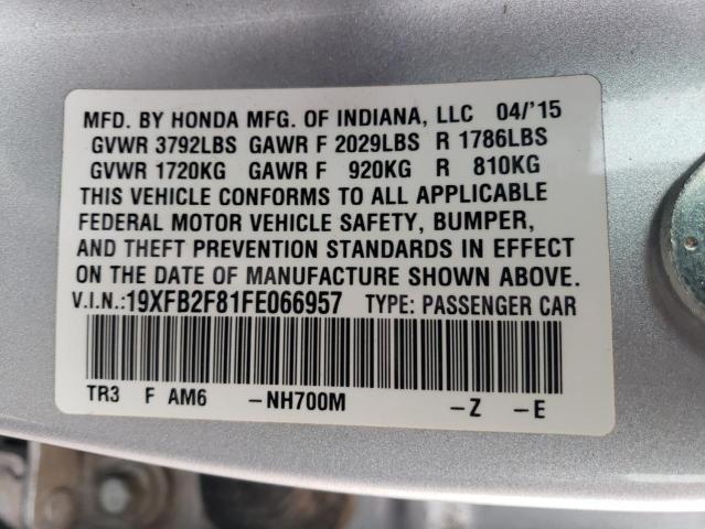 19XFB2F81FE066957 - 2015 HONDA CIVIC EX SILVER photo 12