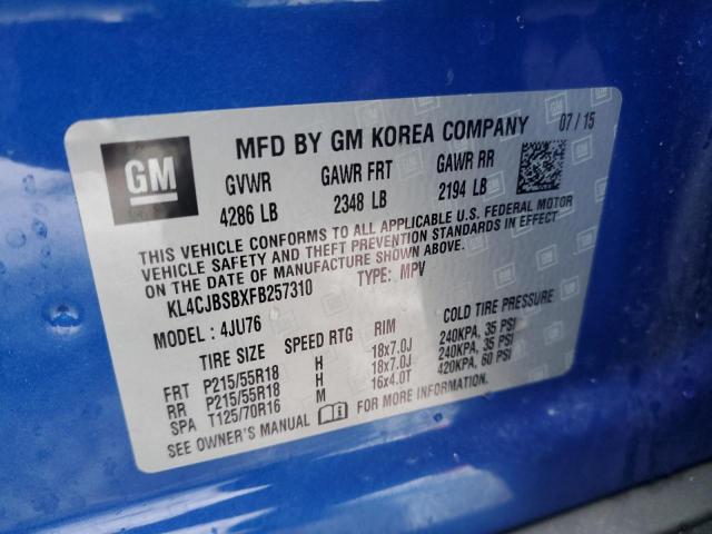 KL4CJBSBXFB257310 - 2015 BUICK ENCORE CONVENIENCE 蓝色 照片 12