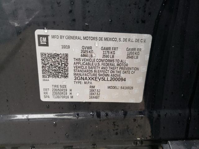 3GNAXKEV5LL200094 - 2020 CHEVROLET EQUINOX LT BLACK photo 14