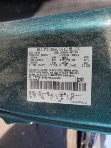 1FTZF18W0WKB49316 - 1998 FORD F150 GREEN photo 12