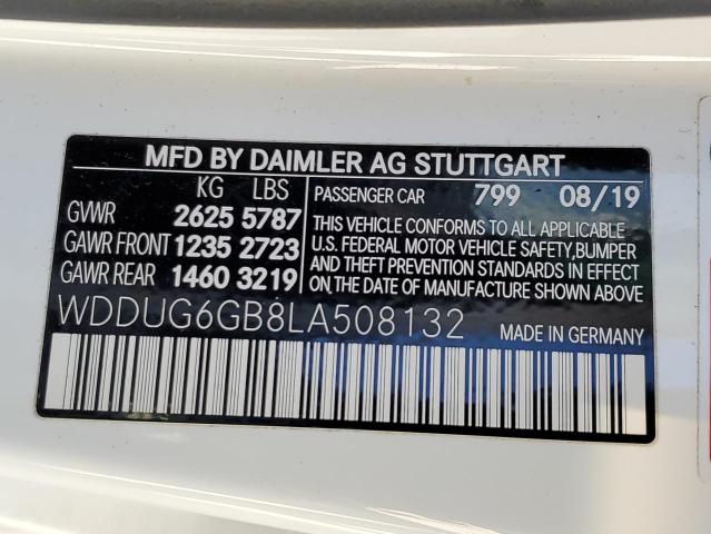 WDDUG6GB8LA508132 - 2020 MERCEDES-BENZ S 450 WHITE photo 13