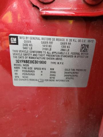 3GYFNBE38CS619690 - 2012 CADILLAC SRX PERFORMANCE COLLECTION წითელი ფოტო 14