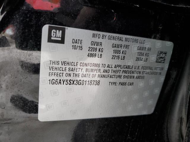 1G6AY5SX3G0118738 - 2016 CADILLAC CTS PERFORMANCE COLLECTION შავი ფოტო 12