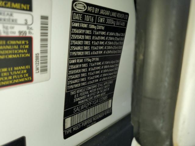 SALWR2PF1GA122885 - 2016 LAND ROVER RANGE ROVE HSE WHITE photo 13