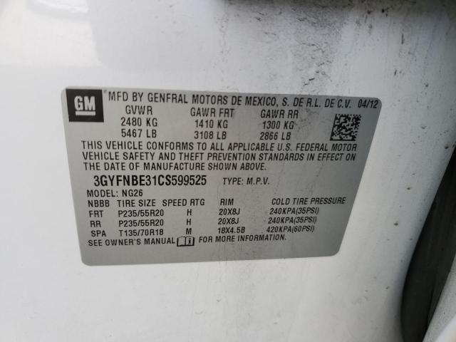 3GYFNBE31CS599525 - 2012 CADILLAC SRX PERFORMANCE COLLECTION Ақ фото 13