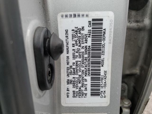 1NXBR32E06Z686594 - 2006 TOYOTA COROLLA CE SILVER photo 12