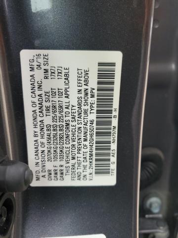 2HKRM4H42GH650746 - 2016 HONDA CR-V SE GRAY photo 13