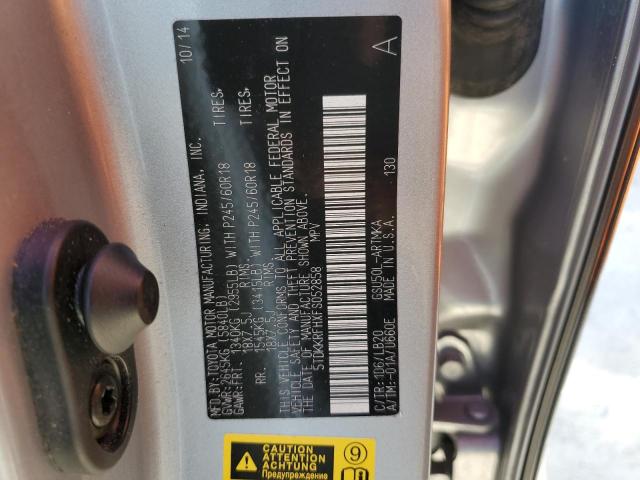 5TDKKRFHXFS052858 - 2015 TOYOTA HIGHLANDER XLE ვერცხლისფერი ფოტო 13