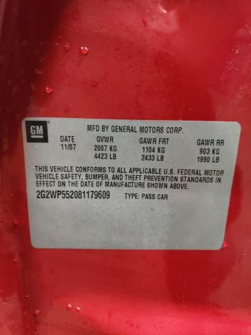 2G2WP552081179609 - 2008 PONTIAC GRAND PRIX 红色 照片 13