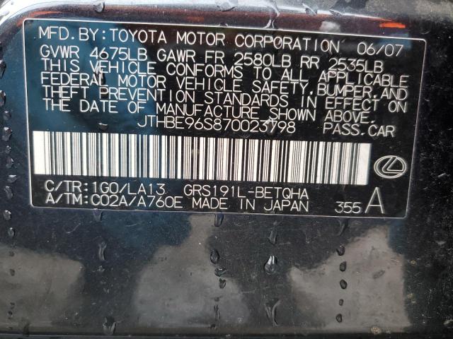 JTHBE96S870023798 - 2007 LEXUS GS 350 CHARCOAL photo 13