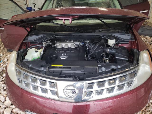 JN8AZ08W27W628639 - 2007 NISSAN MURANO SL BURGUNDY photo 11