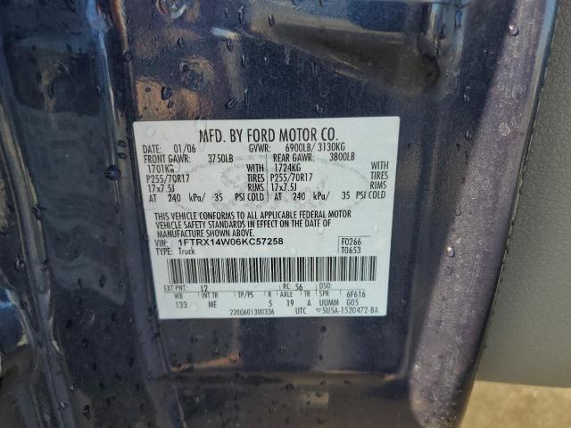 1FTRX14W06KC57258 - 2006 FORD F150 BLUE photo 12