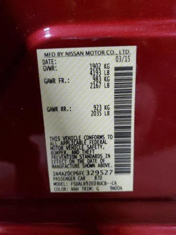 1N4AZ0CP6FC329527 - 2015 NISSAN LEAF S RED photo 12