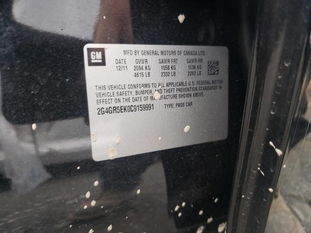 2G4GR5EK0C9159991 - 2012 BUICK REGAL 黑色 照片 12
