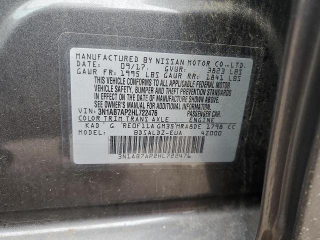 3N1AB7AP2HL722476 - 2017 NISSAN SENTRA S GRAY photo 12