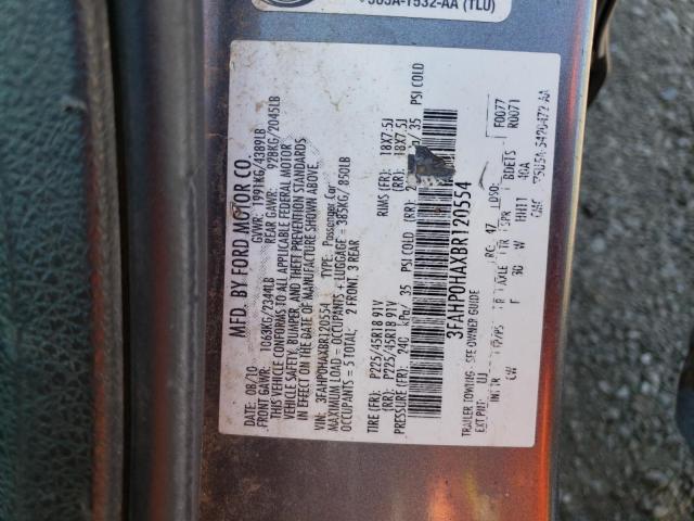 3FAHP0HAXBR120554 - 2011 FORD FUSION SE GRAY photo 12