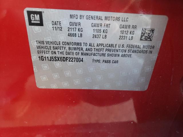 1G11J5SX6DF227004 - 2013 CHEVROLET MALIBU LTZ ბურგუნდია ფოტო 12