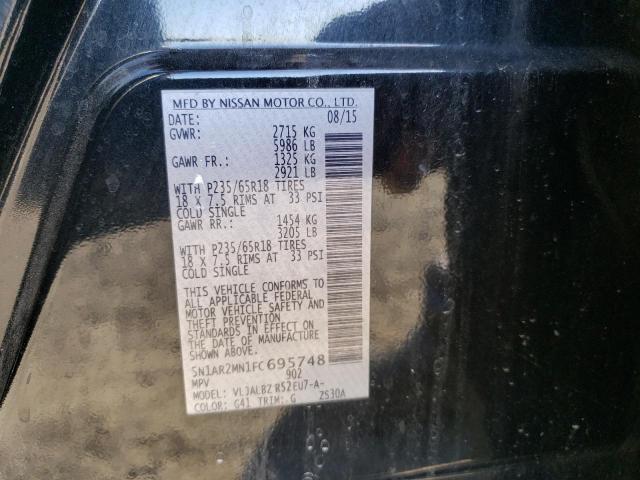 5N1AR2MN1FC695748 - 2015 NISSAN PATHFINDER S BLACK photo 13