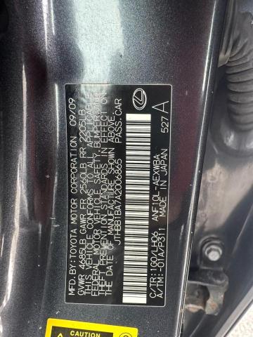 JTHBB1BA7A2006865 - 2010 LEXUS HS 250H BLACK photo 10