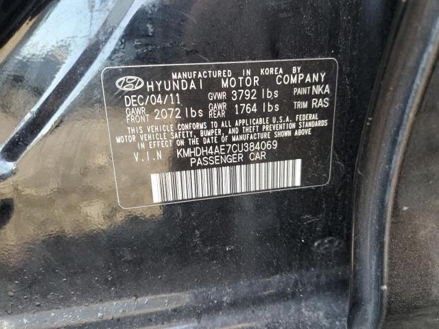 KMHDH4AE7CU384069 - 2012 HYUNDAI ELANTRA GLS BLACK photo 12