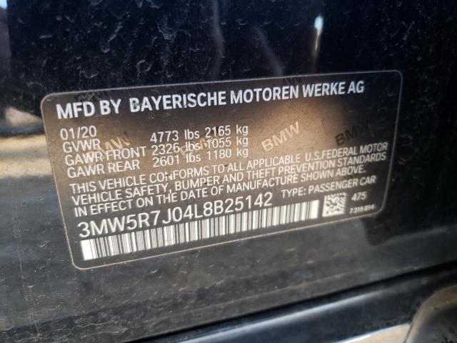 3MW5R7J04L8B25142 - 2020 BMW 330XI BLACK photo 13