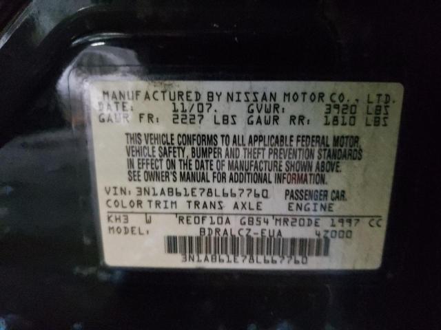 3N1AB61E78L667760 - 2008 NISSAN SENTRA 2.0 BLACK photo 12