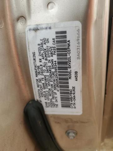 4T1BG22K2XU395344 - 1999 TOYOTA CAMRY CE GOLD photo 12