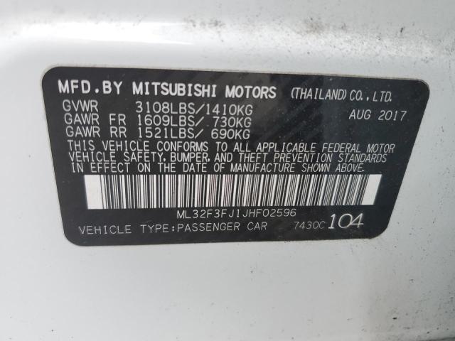 ML32F3FJ1JHF02596 - 2018 MITSUBISHI MIRAGE G4 ES თეთრი ფოტო 12