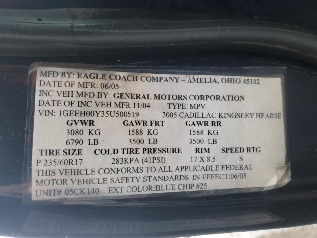 1GEEH00Y35U500519 - 2005 CADILLAC COMMERCIAL BLUE photo 13