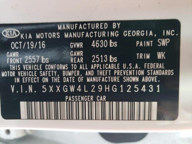 5XXGW4L29HG125431 - 2017 KIA OPTIMA SX WHITE photo 12