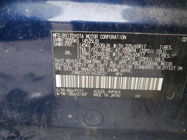 JTMBD33VX76038221 - 2007 TOYOTA RAV4 BLUE photo 12