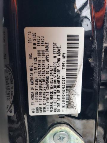 5J6TF2H52FL003247 - 2015 HONDA CROSSTOUR EXL შავი ფოტო 12