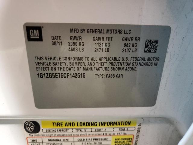 1G1ZG5E76CF143616 - 2012 CHEVROLET MALIBU LTZ თეთრი ფოტო 12