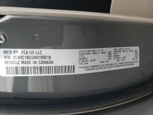 2C4RC1BG5NR199218 - 2022 CHRYSLER PACIFICA TOURING L 灰色 照片 13