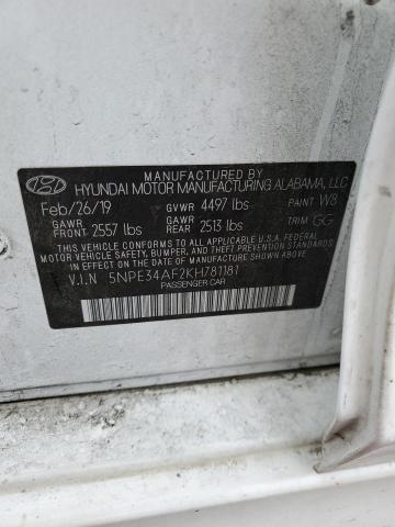 5NPE34AF2KH781181 - 2019 HYUNDAI SONATA LIMITED WHITE photo 13