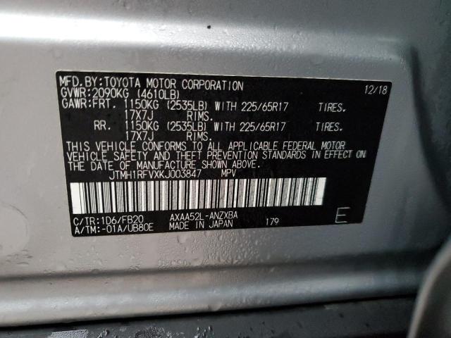 JTMH1RFVXKJ003847 - 2019 TOYOTA RAV4 LE SILVER photo 13