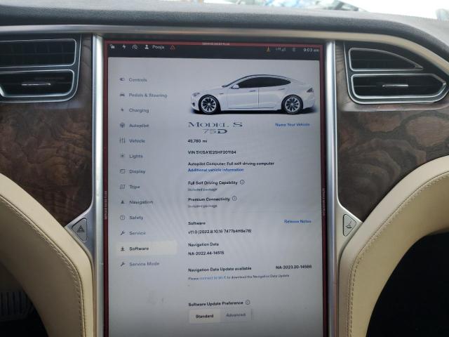 5YJSA1E25HF201184 - 2017 TESLA MODEL S Ağ foto 9