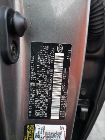 4T1BF30K75U594818 - 2005 TOYOTA CAMRY LE GRAY photo 12