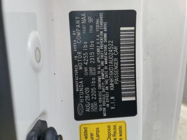 KMHHT6KD1AU024522 - 2010 HYUNDAI GENESIS CO 2.0T WHITE photo 12