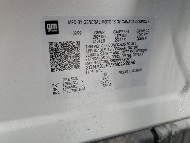 2GNAXJEV3N6132850 - 2022 CHEVROLET EQUINOX LT SILVER photo 14