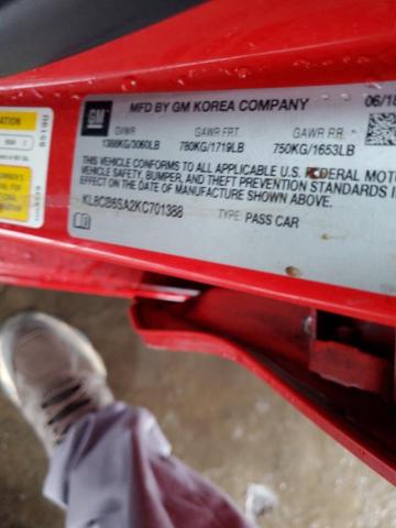 KL8CB6SA2KC701388 - 2019 CHEVROLET SPARK LS RED photo 12